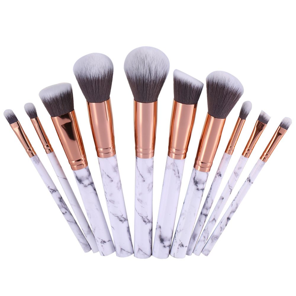 10pcs Professional Makeup Brushes Set in Marble White V1237-ZY-506-0746