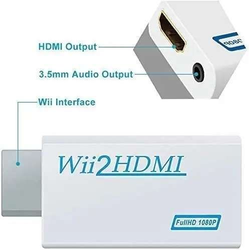 Wii to HDMI Adapter White, Compatible with Nintendo Wii Full HD 1080p V1237-ZY-506-0765