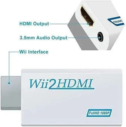 Wii to HDMI Adapter White, Compatible with Nintendo Wii Full HD 1080p V1237-ZY-506-0765