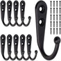 10pcs Black Wall Hooks with Screws, Coat Hangers V1237-ZY-506-0767
