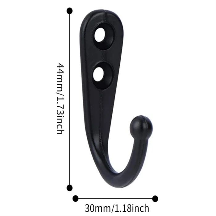 10pcs Black Wall Hooks with Screws, Coat Hangers V1237-ZY-506-0767