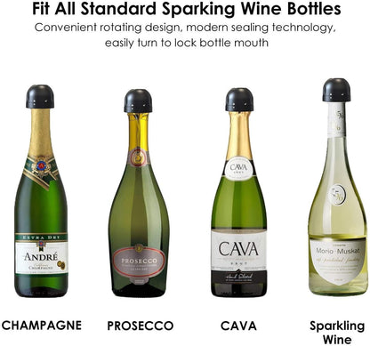 2 Champagne Cork Stoppers, Vacuum Sealer for Wine Bottles V1237-ZY-506-0789