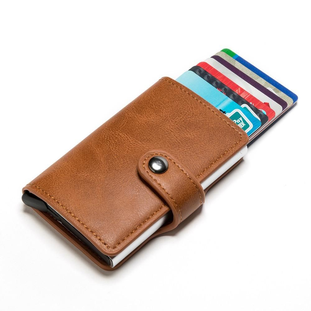 5 Cards Wallet Card Holder with RFID NFC Protection, Dark Brown V1237-ZY-506-0791
