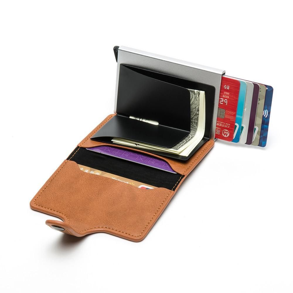5 Cards Wallet Card Holder with RFID NFC Protection, Light brown V1237-ZY-506-0793