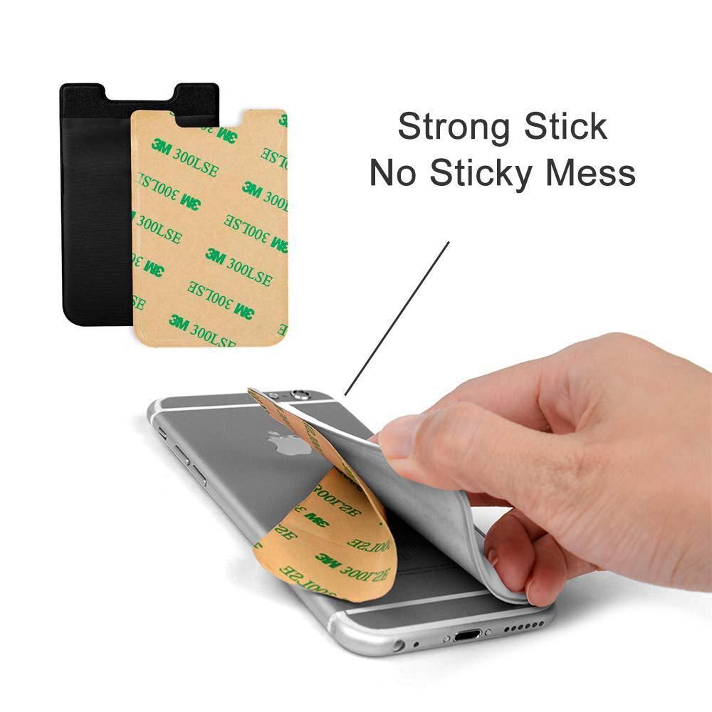 Universal Mobile Wallet Card Holder Self-adhesive Black V1237-ZY-506-0795
