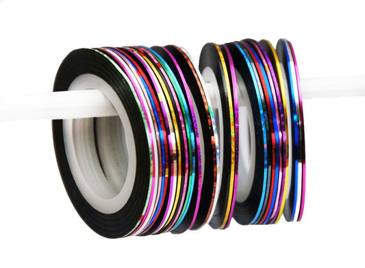 Nail Tape 10-Pack, Assorted Colors Self-Adhesive Stripes for Nail Art with UV Gel & Acrylic Nails, MultiColor V1237-ZY-506-0796