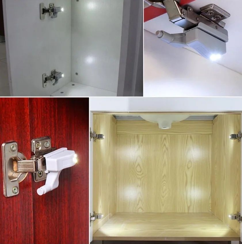3-pack Universal LED Hinge Sensor Light for Cabinet Wardrobe Kitchen Night Light, Grey V1237-ZY-506-0819
