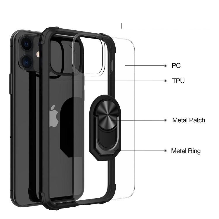 iPhone 12 Silicone Shockproof Cover, Black Transparent, Compatible with iPhone 12 Pro V1237-ZY-506-0821