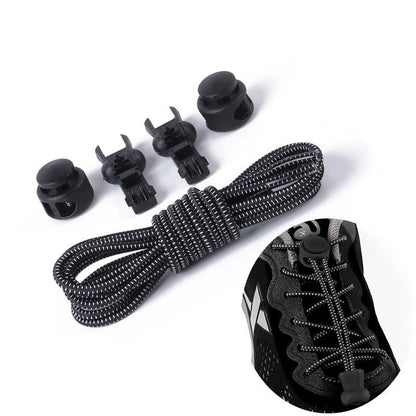Elastic Laces Shoes Graphite Grey, Two Pairs with Drawstring V1237-ZY-506-0859