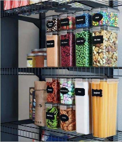 14-Pack Airtight Storage Containers for Organized Pantry, Transparent V1237-ZY-506-0866