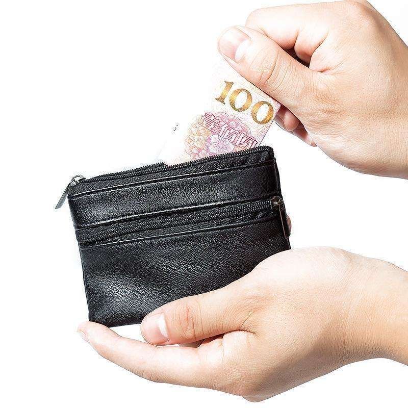 Small Wallet with Zipper Card Holder, Black V1237-ZY-506-0868