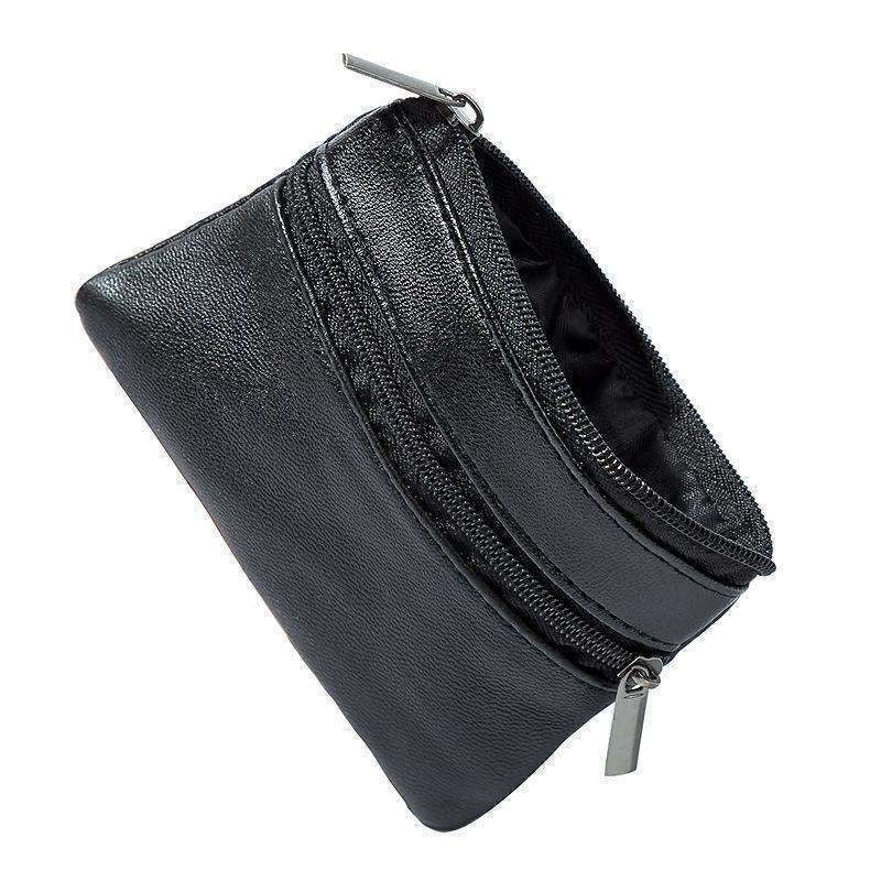 Small Wallet with Zipper Card Holder, Black V1237-ZY-506-0868