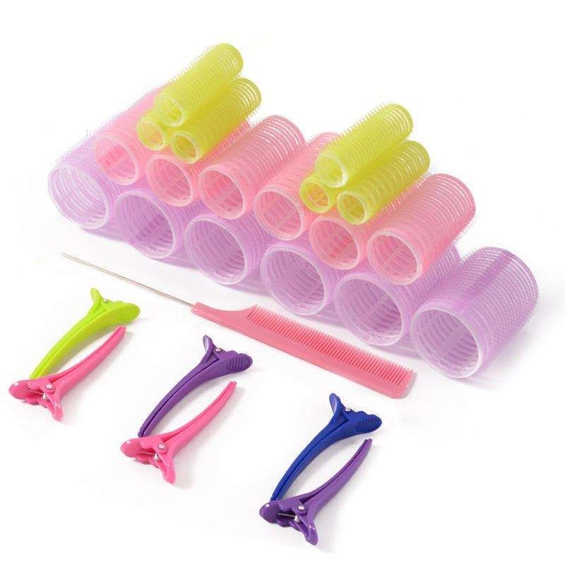 25-pack MultiColor Hair Rollers Clips Comb with Dividers V1237-ZY-506-0869