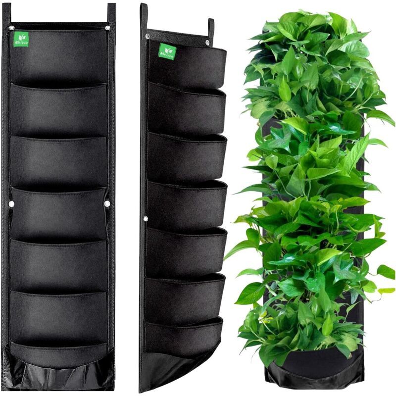2 Pack Hanging Wall Planters with 7 Pockets for Indoor Outdoor Balcony and Garden Use V1237-ZY-522-0008