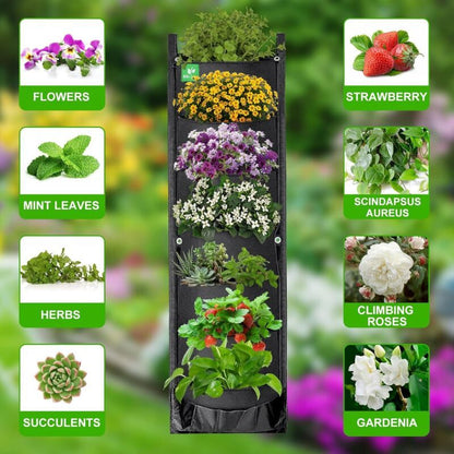 2 Pack Hanging Wall Planters with 7 Pockets for Indoor Outdoor Balcony and Garden Use V1237-ZY-522-0008