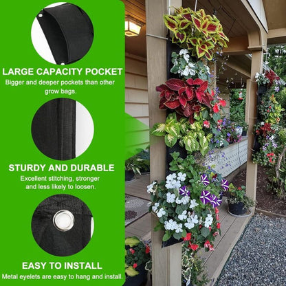 2 Pack Hanging Wall Planters with 7 Pockets for Indoor Outdoor Balcony and Garden Use V1237-ZY-522-0008