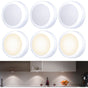 6 Pack Battery Operated Touch LED Spotlights Warm White for Cabinet Wardrobe Kitchen Furniture V1237-ZY-522-0009