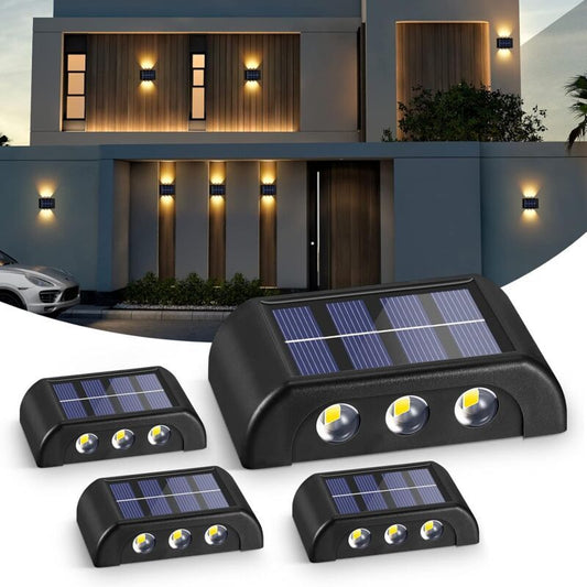4 Pack Outdoor Solar Wall Lights Warm White IP65 Waterproof Up and Down Lights for Garden Yard Patio Fence V1237-ZY-522-0018