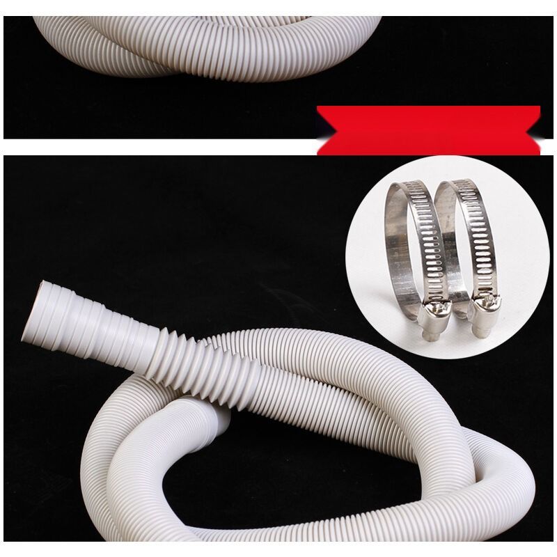 Washing Machine Drain Hose Corrugated Plastic Extension Tube Grey, 2M V1237-ZY-522-0022