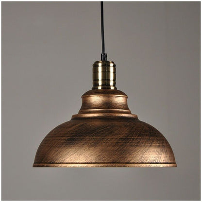 2 Pack Industrial Vintage E27 Pendant Light Copper Rust Ceiling Lamp Shade, 29cm Diameter V1237-ZY-522-0027