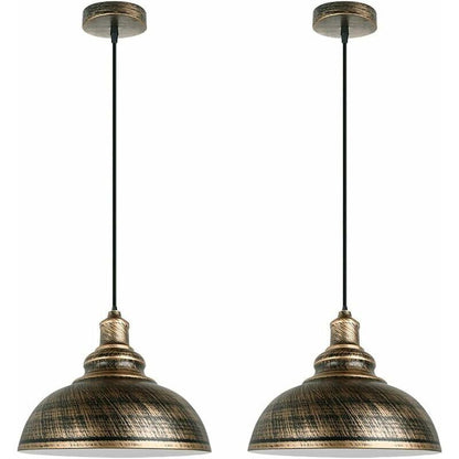 2 Pack Industrial Vintage E27 Pendant Light Copper Rust Ceiling Lamp Shade, 29cm Diameter V1237-ZY-522-0027