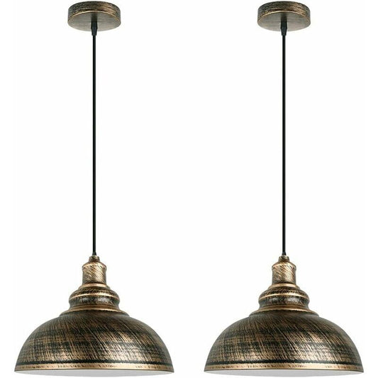 2 Pack Industrial Vintage E27 Pendant Light Copper Rust Ceiling Lamp Shade, 29cm Diameter V1237-ZY-522-0027