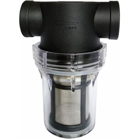 Water Pump Inline Filter with 100 Mesh Stainless Steel Strainer for Garden Watering, 0.75 Inch V1237-ZY-522-0029