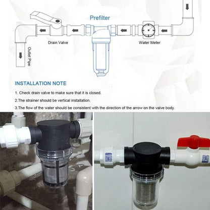 Water Pump Inline Filter with 100 Mesh Stainless Steel Strainer for Garden Watering, 0.75 Inch V1237-ZY-522-0029