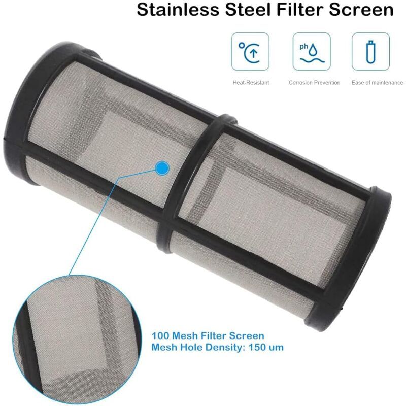 Water Pump Inline Filter with 100 Mesh Stainless Steel Strainer for Garden Watering, 0.75 Inch V1237-ZY-522-0029