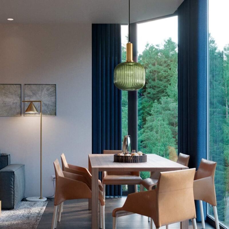 Industrial Vintage Glass Pendant Light Polished Brass Holder Modern Retro Ceiling Lamp Energy Class A Plus V1237-ZY-522-0039