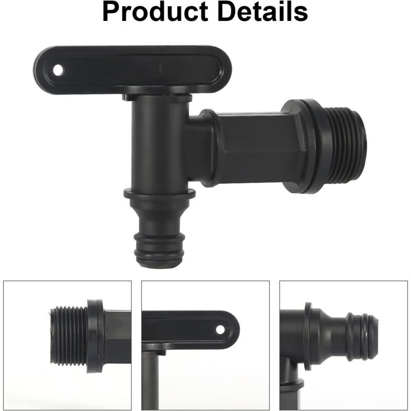 2 Pack Rain Tank Tap with PTFE Tape IBC Drain Tap Plastic Replacement Tap, 0.75 Inch V1237-ZY-522-0040