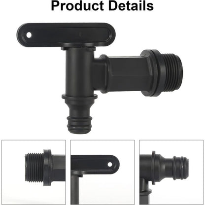 2 Pack Rain Tank Tap with PTFE Tape IBC Drain Tap Plastic Replacement Tap, 0.75 Inch V1237-ZY-522-0040