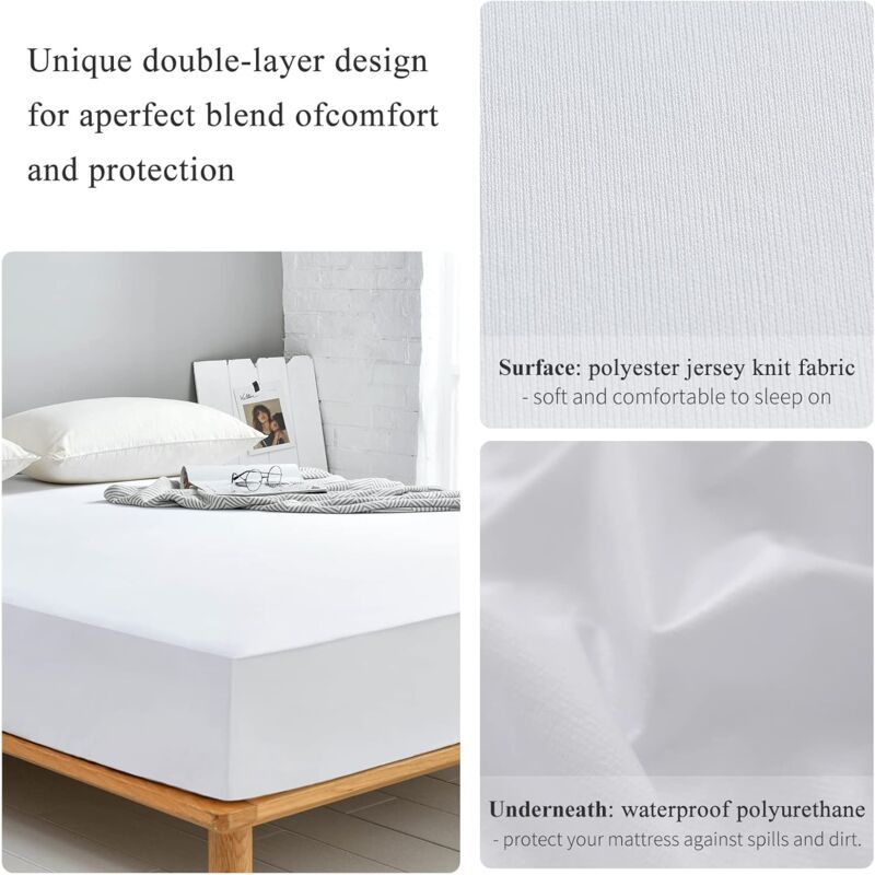 Waterproof Breathable Quiet Washable Mattress Protector for King Bed, 140 x 200 x 30cm V1237-ZY-522-0041