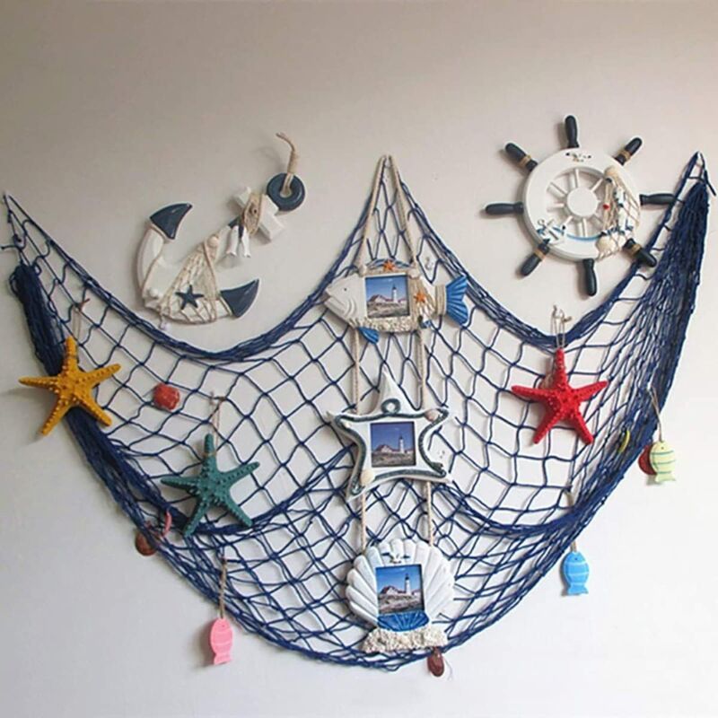Decorative Fishing Net with Shells Nautical Beach Wall and Door Decor V1237-ZY-522-0043