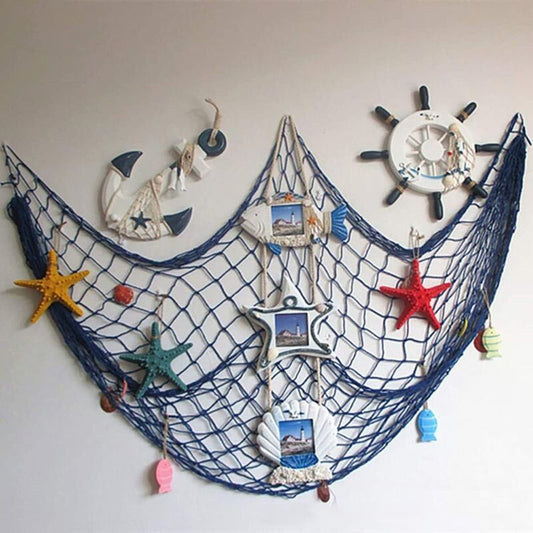 Decorative Fishing Net with Shells Nautical Beach Wall and Door Decor V1237-ZY-522-0043