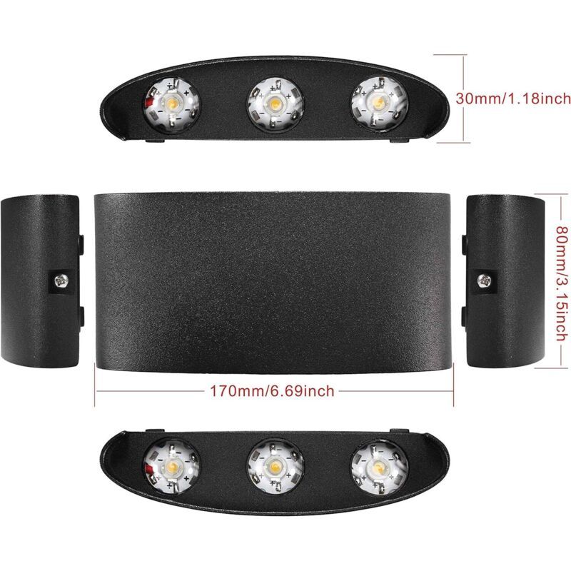 LED Wall Light 6W Aluminum Up Down Waterproof Indoor Outdoor Lamp Warm White V1237-ZY-522-0046
