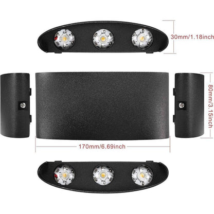 LED Wall Light 6W Aluminum Up Down Waterproof Indoor Outdoor Lamp Warm White V1237-ZY-522-0046