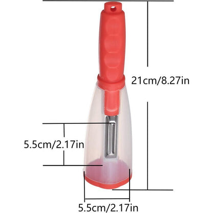 2 Pack Vegetable Peelers with Container Ultra Sharp Stainless Steel for Fruit and Potato Green Red V1237-ZY-522-0050