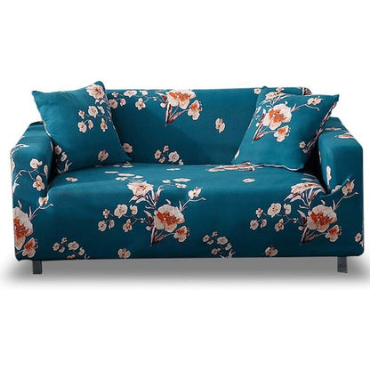 3 Seater Stretch Sofa Cover with Armrests Elastic Furniture Protector Blue Flower V1237-ZY-522-0051