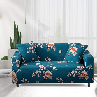 3 Seater Stretch Sofa Cover with Armrests Elastic Furniture Protector Blue Flower V1237-ZY-522-0051