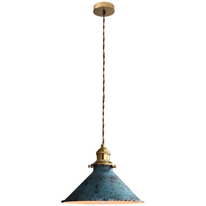 Nordic Retro Metal Cage E27 Pendant Ceiling Light Blue Industrial Chandelier, 8.27in Diameter V1237-ZY-522-0065