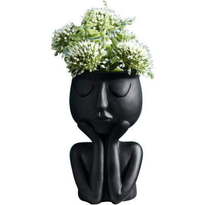 Creative Nordic Face Vase Black Abstract Flower Pot for Succulents and Indoor Plants V1237-ZY-522-0067