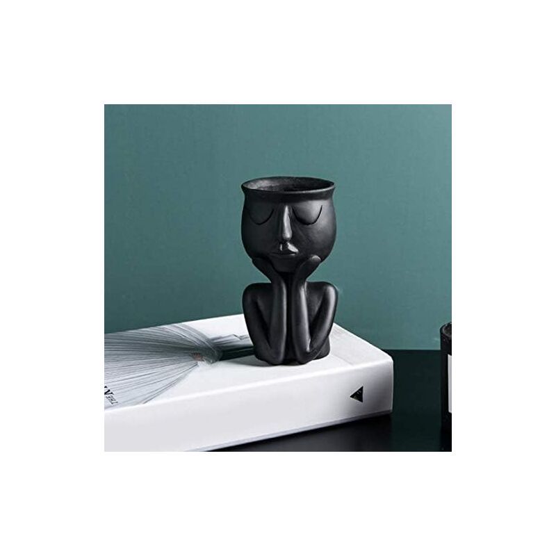 Creative Nordic Face Vase Black Abstract Flower Pot for Succulents and Indoor Plants V1237-ZY-522-0067