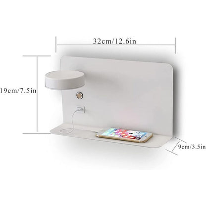 Left Side Adjustable LED Wall Light 12W with USB Charging Switch and 3 Color Temperatures, 330 Degree Rotation V1237-ZY-522-0069