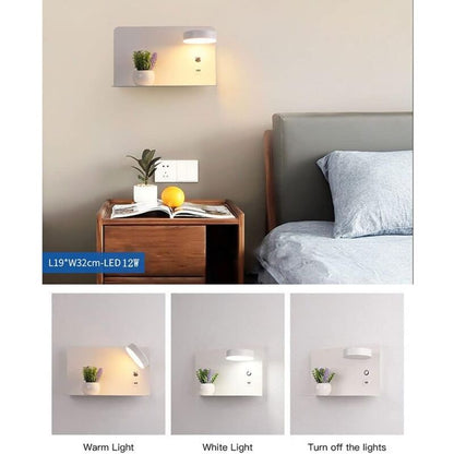Right Side Adjustable LED Wall Light 12W with USB Charging Switch and 3 Color Temperatures, 330 Degree V1237-ZY-522-0070