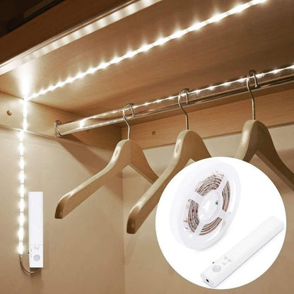 LED Motion Sensor Strip Light Battery Operated Auto On Off for Closet Stairs Kitchen, 1M V1237-ZY-522-0071
