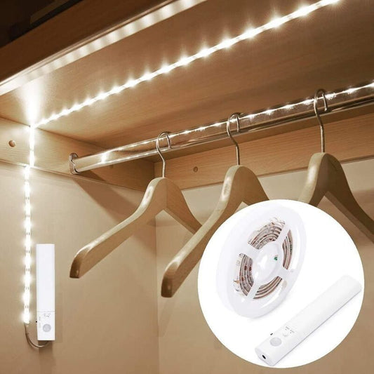 LED Motion Sensor Strip Light Battery Operated Auto On Off for Closet Stairs Kitchen, 1M V1237-ZY-522-0071
