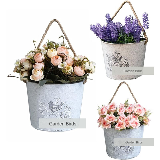 3 Pack Galvanized Hanging Flower Baskets Half Round Wall Pots for Indoor Outdoor Farmhouse Decor V1237-ZY-522-0073