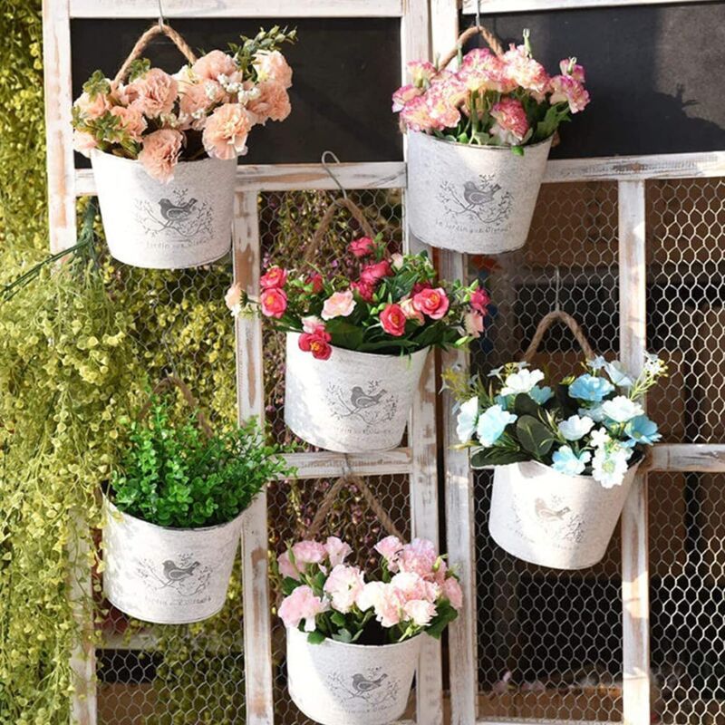 3 Pack Galvanized Hanging Flower Baskets Half Round Wall Pots for Indoor Outdoor Farmhouse Decor V1237-ZY-522-0073