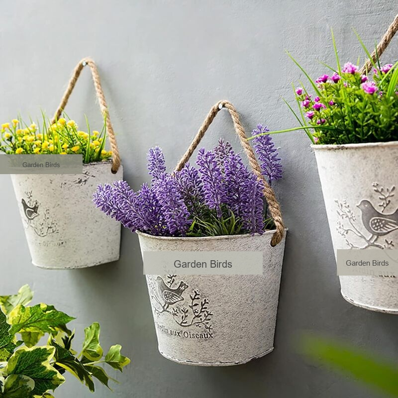 3 Pack Galvanized Hanging Flower Baskets Half Round Wall Pots for Indoor Outdoor Farmhouse Decor V1237-ZY-522-0073